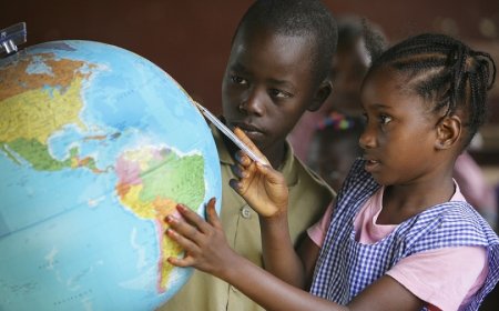 A globe for a child is the best tool for learning about the world