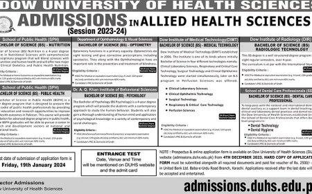 DUHS ONLINE ADMISSION 2024 FOR BS PROGRAMS